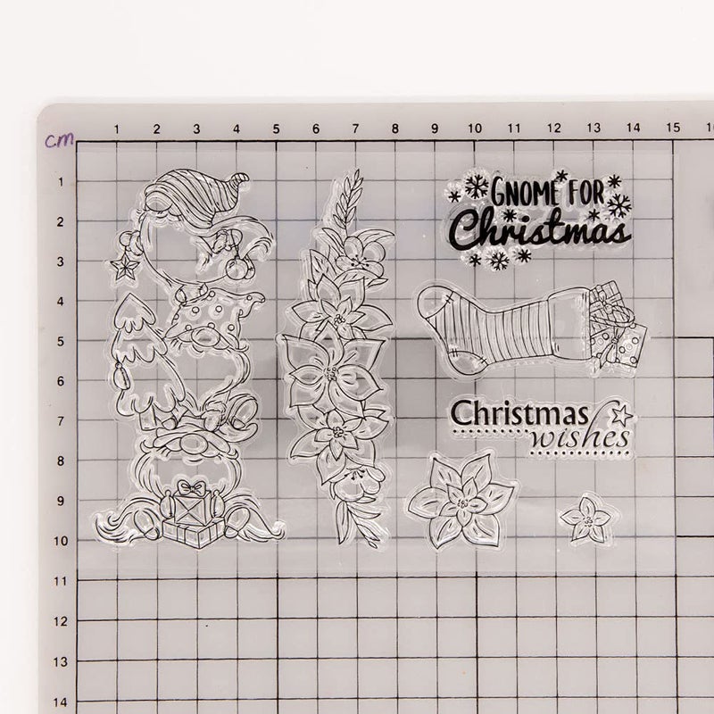 Arbuya Gnome Christmas Leaves Wishes Socks Clear Stamps for Card Making Decoration and DIY Scrapbooking - Image 2